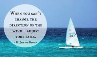 Picture of sailboat on ocean with text: 